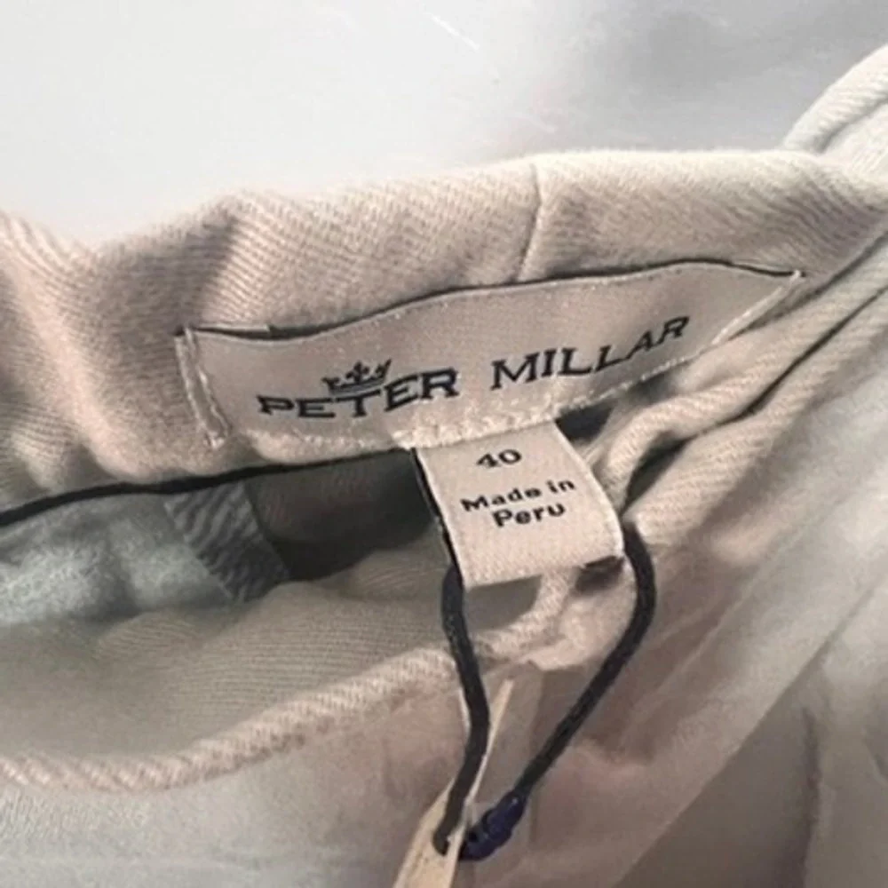 NWT Peter Millar Mens Size 40 Flat Front Chino Shorts Grey Pima Cotton Spandex